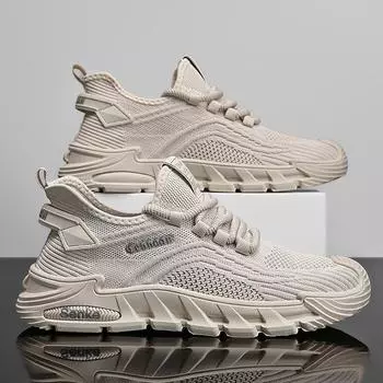 Spring and summer new men s shoes 2024 breathable fly-woven mesh sneakers students running trendy shoes teenagers 39 чёрный