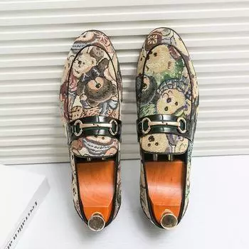 Spring and summer new men s shoes trendy versatile Doudou shoes men s foot cover soft sole soft surface one pedal casual leather shoes 38