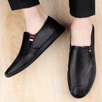 Spring and Summer New Men s Top Layer Cowhide Business Leather Shoes Fashionable and Classic Black Low Cut Comfortable Men Shoes 37 чёрный