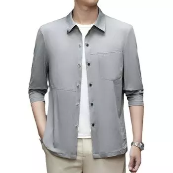 Весна и лето Новая нейлоновая эластичная молочная шелковая рубашка куртка мужская тонкая молодежная солнцезащитная куртка куртка мужская M