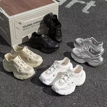 Spring and summer new outer wear eva sandals women s fashion trendy cool breathable non-slip non-smelly feet heightening 5cm women s shoes slippers 36 чёрный