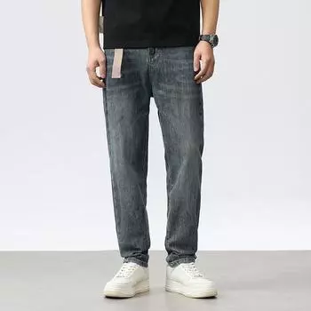 Spring and Summer New Rear Pocket Embroidered Personality Tapered Men s Thin Jeans and Trousers 28 синий