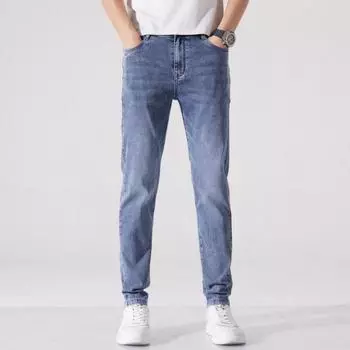 Spring and Summer New Style Men s Fashionable Versatile Slim Feet Elastic Jeans Trousers Men 28