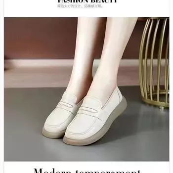 Spring and summer new thick-soled flat-heeled women s shoes Mom Loafu comfortable foot cover work Doudou single sandals 35 чёрный