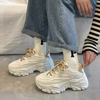 Spring and Summer New Versatile Thick Sole Height Increasing Fashionable Women s Shoes Internet Famous Casual Shoes 35 синий