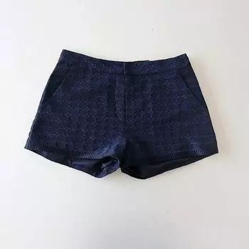 Spring and Summer New Women s Casual Shorts Loose Straight All-Matching Fashion Jacquard Mid-Rise Pants Work Clothing D11 Dark Blue S