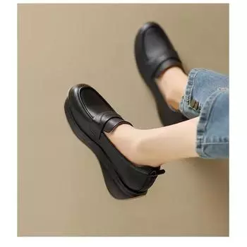 Spring and summer new women s shoes platform wedge heel Roman retro casual fashion women s single shoes middle-aged and elderly mother love 35