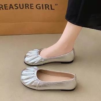 Spring and summer new women s shoes four seasons single shoes soft sole breathable classic fashion middle-aged and elderly flat heel Doudou shoes 35 коричневый