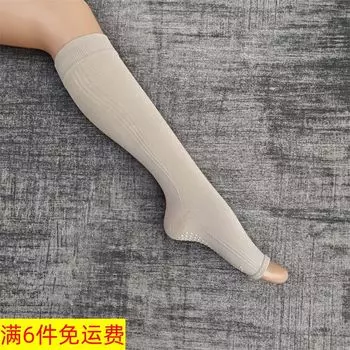 Spring and Summer Open Toe Knee High Yoga Socks with Pressure Glue Dispensing Non-Slip Skipping Rope Fitness Long Tube Calf Socks Light card (free size)