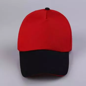 Spring and Summer Outdoor Sports Sun Protection Baseball Cap Men and Women Student Hat Volunteer Advertising Color Matching Hat Red black brim All yards