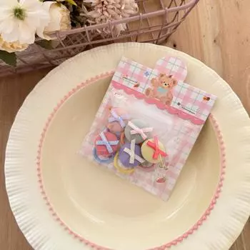 Spring and Summer Polka Dot Bag Button Hair Band Children s Headgear Hair Rope Love Bow Sweet and Non-hurting Hair Accessories