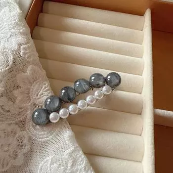 Spring and Summer Resin Rhinestone Side Clip, Fashionable and Elegant Pearl Hairpin with High-End Minimalist Duckbill Clip