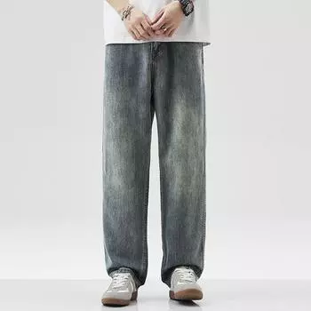 Spring and Summer Silk American High Street Loose Straight Versatile Jeans 28