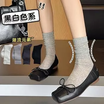 Spring And Summer Strips Sparkling Stacking Socks, Soft And Versatile Medium Tube Women One Size темно-серого