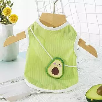 Spring and Summer Thin Cool Avocado Satchel Cat Vest Breathable Small Dog Pet Clothing Puppy Dog Clothes M (recommended weight 5-4kg)