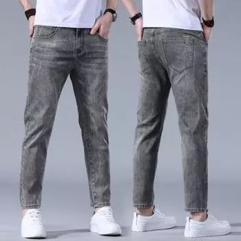 Spring and Summer Thin Men s Jeans Stretchy Slim Small Straight Trousers 28