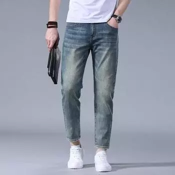 Spring and Summer Thin Men s Jeans Stretchy Slim Small Straight Trousers 28