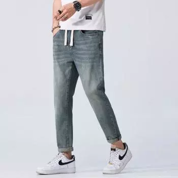 Spring and Summer Thin Nine-point Men s Jeans Slimming Nine-point Men s Casual Pants 28 синий