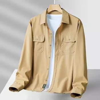 Spring and Summer Thin Quick-drying Shirt Men s Outdoor Elastic Sunscreen Waterproof Long-sleeved Shirt M