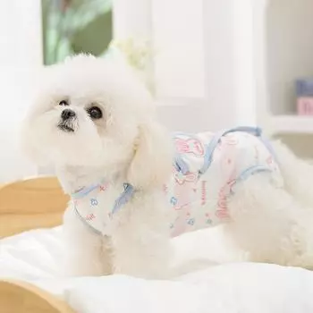 Spring and summer thin small dog belly coat cat four-legged weaning pet surgical clothes cat sterilization clothes dog clothes L (recommended weight 8-6kg)