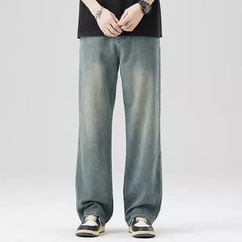 Spring and Summer Thin Starry Sky Pattern New High Street Wide-leg Pants Jeans Men s Loose Straight Pants 28