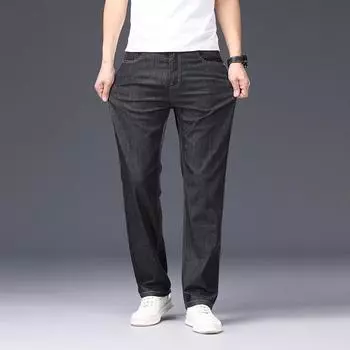 Spring and Summer Thin Tennis Mulberry Silk Jeans for Men Loose Straight Business Pants for Men 28