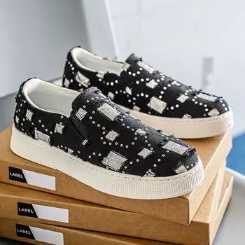 Spring and summer trendy men s shoes fashion versatile soft sole comfortable men breathable one pedal board shoes men 39