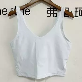 Spring and Summer Women s Sports Yoga Vest Comes with Chest Pad Elastic Moisture Wicking Quick-Drying Beauty Back Integrated Bleached color 175(70.50 kg-77.50 kg)