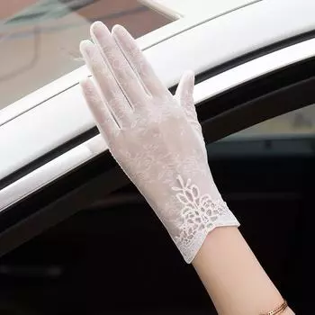 Spring and Summer Women s Sun Protection Gloves Lace Flowers Lightweight Driving Breathable Outdoor Sunshade Cycling Touch Screen Gloves average size