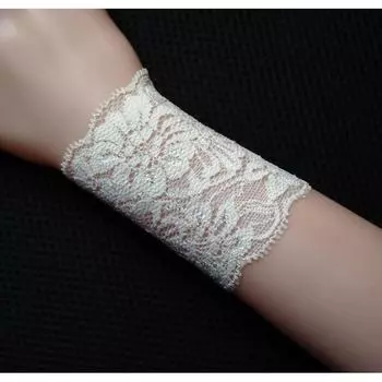 Spring and Summer Women s Tattoo Cover Sleeves Bridal Arm Lace Beige One size