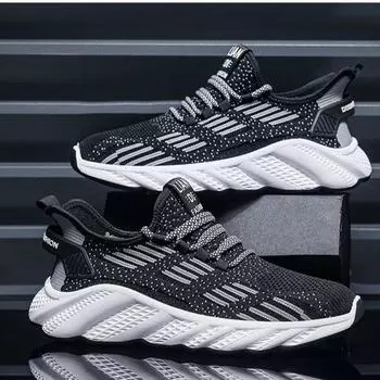 Spring Autumn 2026 New Breathable Men s Sports Shoes Mesh Men s Casual Shoes Tide Flying Woven Running Shoes 39