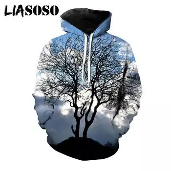 Spring Autumn 3D Tree Print Men Hoodies Men s Sweatshirt Long Sleeve Pullovers Fashion Casual Harajuku Hip-Hop Oversized Tops M