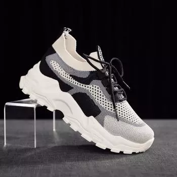 Spring, autumn and summer casual running women s shoes dad shoes thick sole heightening comfortable mother sports shoes non-slip and wear-resistant 36