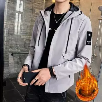 Весна, осень и зима флисовая куртка с капюшоном, новая мужская повседневная ветрозащитная мужская облегающая куртка M