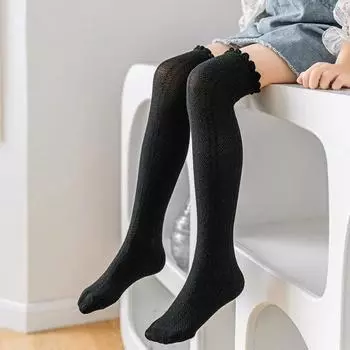 Spring Autumn Baby Children Girl Cute Socks Black White Color Mesh Breathable School Uniform Sock Knee High Long Kids Socks 1-3 years old