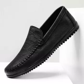 Spring Autumn Casual Leather Luxury Men Shoes Soft Loafers Handmade Moccasins Men Breathable Slip on Boat Men Shoes 36 хаки
