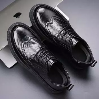 Spring Autumn Casual Men Retro Leather Shoes 2024 Fashion British Style Style Thick Anti-skid Casual Leather Shoes Luxury Brand 38