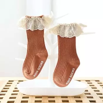 Spring Autumn Children Baby Girls Boys Cotton Knee High Socks Princess Home Mid Calf Socks Kids Toddler Floor Non-slip Stockings 0-1 years old