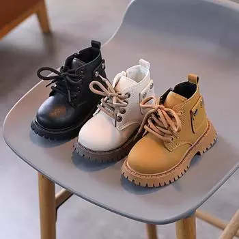 Spring Autumn Children s Boot Solid Color Causal Black School Boots for Girls Fashion Non-slip Kids Boys Platform Ankle Boots 21 чёрный