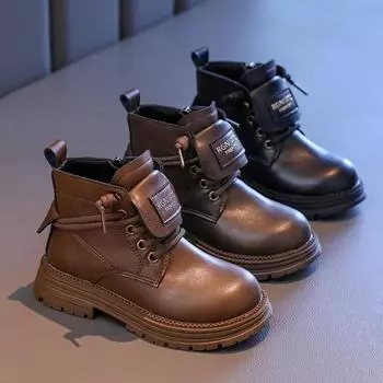 Spring Autumn Children s Boots for Girls 2024 New Kids Causal Ankle Boots Thick Bottom Toddlers Short Boots Round-toe Versatile 26 коричневый