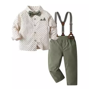 Spring Autumn Children s Boys Long Sleeved Shirt Long Pants Gentlemen s Performance 130cm синий