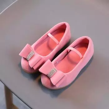 Spring Autumn Children s Flats Solid Color Bowtie Girls Princess Leather Shoes Fashion Chic Causal Kids School Slip-on Moccasins 21 красный