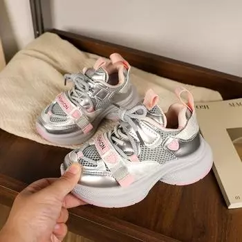 Весна Осень Детские Кроссовки Толстая Подошва Повседневные Кроссовки Для Девочек Модные Универсальные Школьные Детские Баскетбольные Кроссовки Толстые 26 чёрный