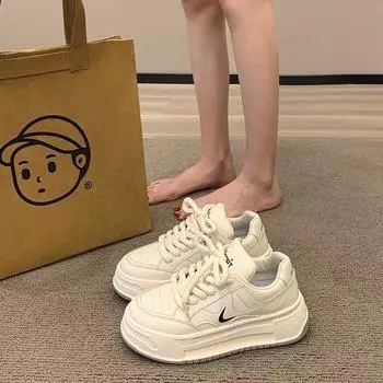 Spring Autumn Chunky Women Casual Shoes Fashion All-match Student White Sneakers High Quality Comforts Increased Vulcanize Shoes 35