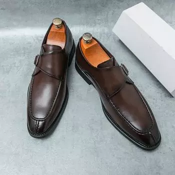 Spring Autumn Classic Brown Men s Leather Casual Shoes Thick Bottom Business Dress Shoes Men s Loafers Anti Slip Wear Resistant 38 чёрный