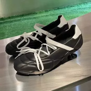 Spring Autumn Cross-tied Women Ballet Shoes Comfortable Round toe Mary Janes High heels Girls Loafers Shoes Zapatoe Tacon Mujer 35