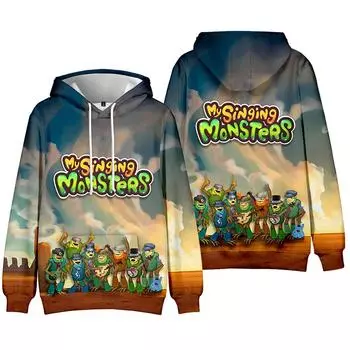 Spring Autumn Fashion Unisex Casual My Singing Monsters Printed Hoodies Sweatshirt Outdoor Sport Cosplay Pullovers Hoodie Plus Size Cosplay Costume XS