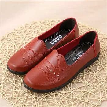 Spring Autumn Fashion Women s Flat Casual Single Shoes Comfort Woman Slip On Loafers Shoes Mid aged and Elderly Mothers Shoes 35