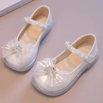 Весенне-осенняя обувь для девочек, милая детская кожаная обувь с бантом и короной, детская модная обувь принцессы на плоской подошве для танцевальной вечеринки, универсальная 26 розовый