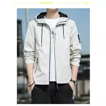 Spring Autumn Hooded Men s Youth Windproof Loose Comfortable Casual Sports Jacket Plus Size XXXXXL чёрный